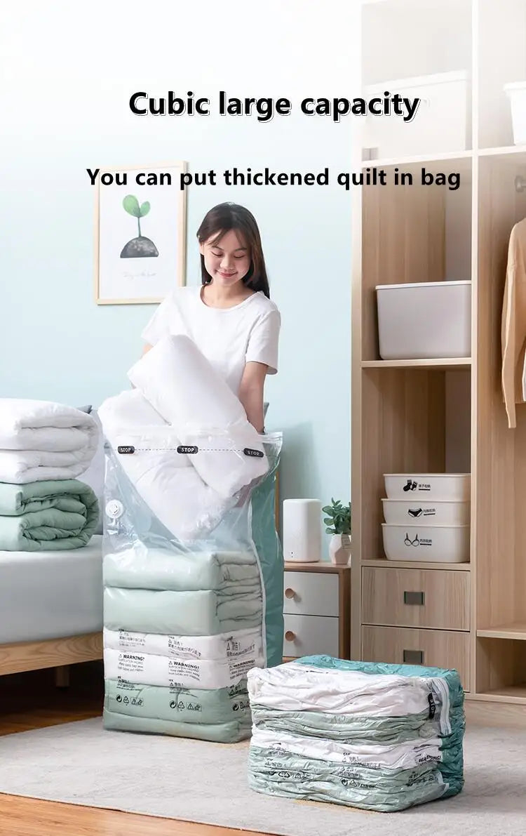 Plastic Storage Vaccum Bags for Storing Clothes blankets and Travel Accessories