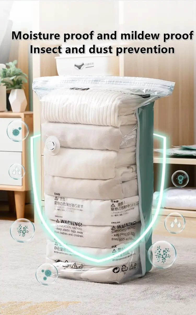 Plastic Storage Vaccum Bags for Storing Clothes blankets and Travel Accessories