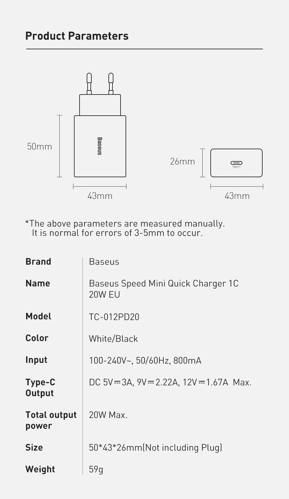 Baseus 20W Quick Charge