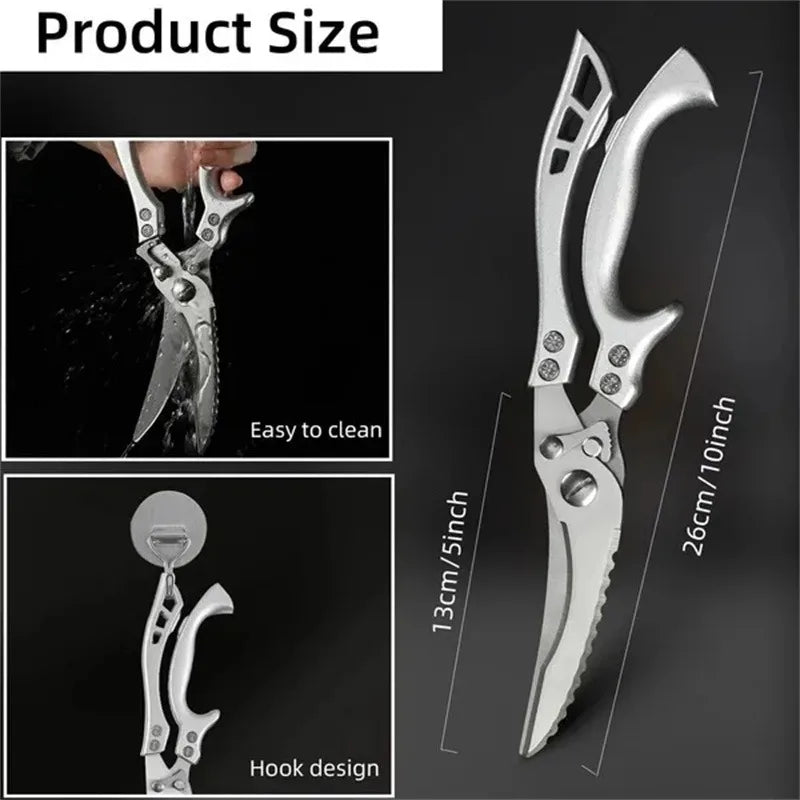 Kitchen Scissors Stainless Steel Kitchen Poultry Shears Chicken Bone Shear Fish Duck Butter Vegetable Cutter Cooking Accessories