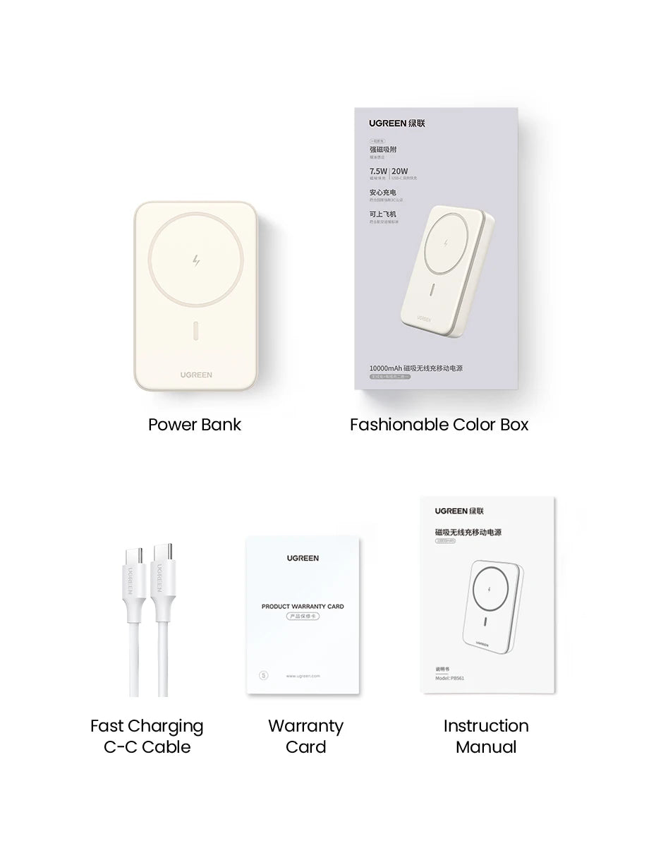 UGREEN PD20W Power Bank Magnetic 10000mAh Portable Wireless Fast Charging PowerBank for Magsafe for iPhone 15 Pro Max 16 Pro