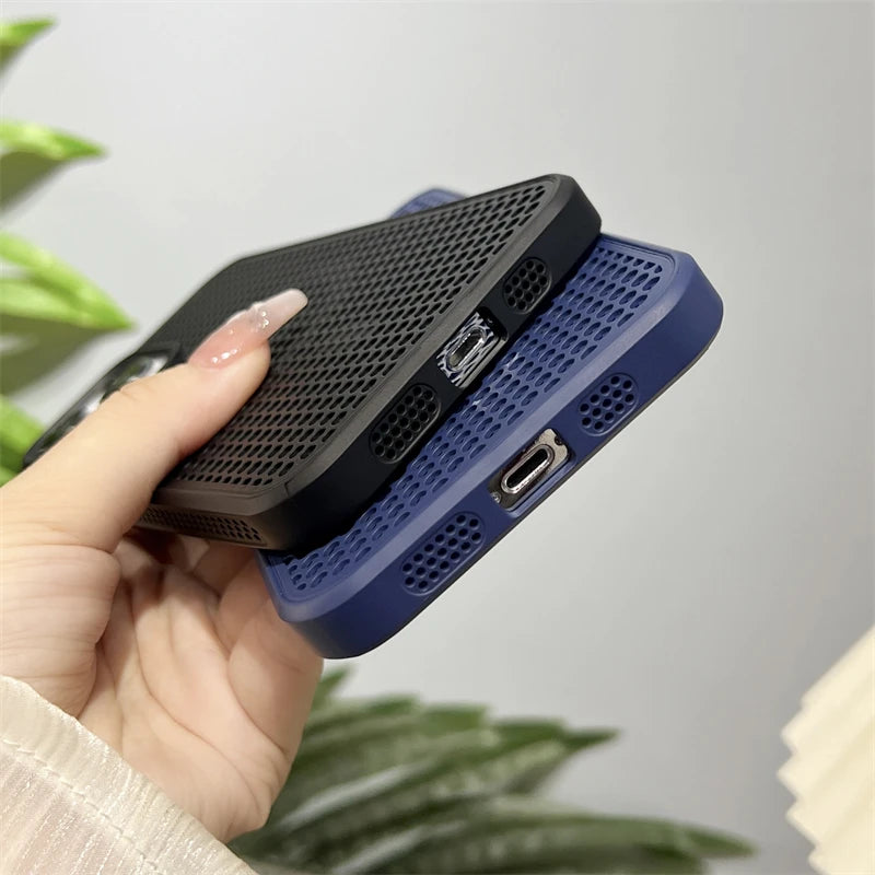 Heat Dissipation Mesh For Magsafe Magnetic Wireless Charging Case For iPhone 16 15 14 Plus 13 12 11 Pro Max Breathable Cover