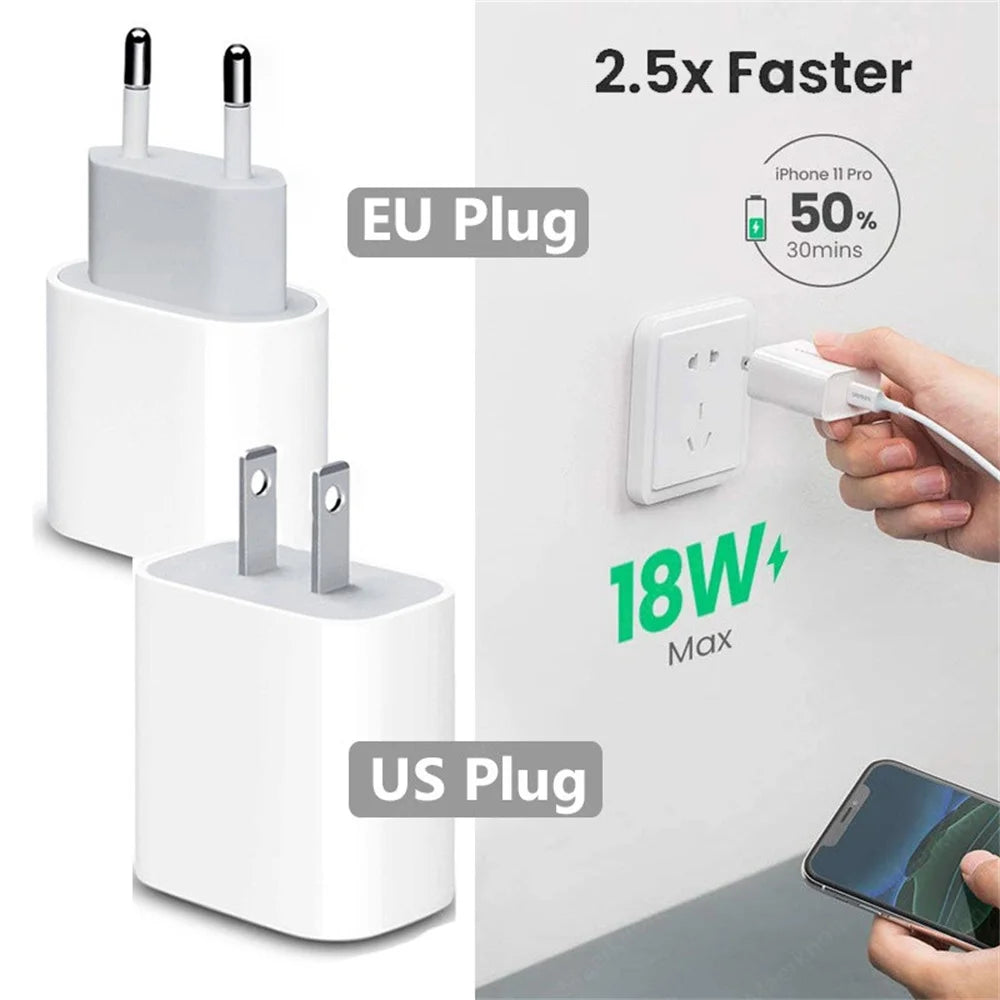 PD Charger 20W Fast Charging USB C Charger For iPhone 15 14 13 Pro Max Mini X XS Quick Charge Type C Phone Charger Power Adapter