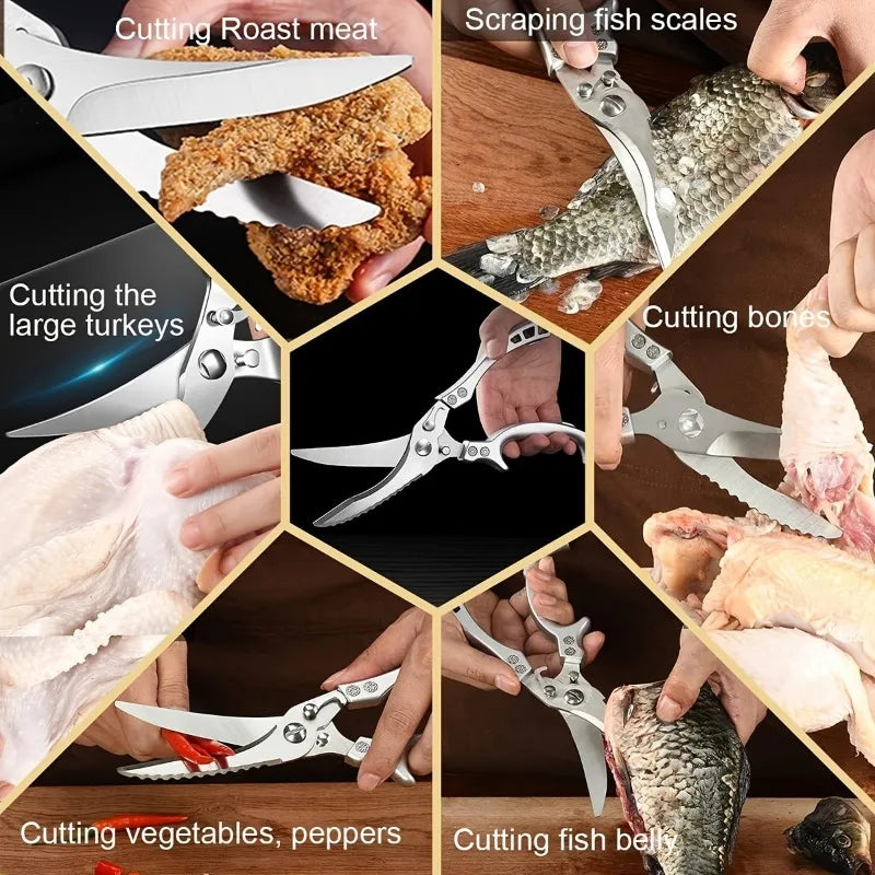 Kitchen Scissors Stainless Steel Kitchen Poultry Shears Chicken Bone Shear Fish Duck Butter Vegetable Cutter Cooking Accessories