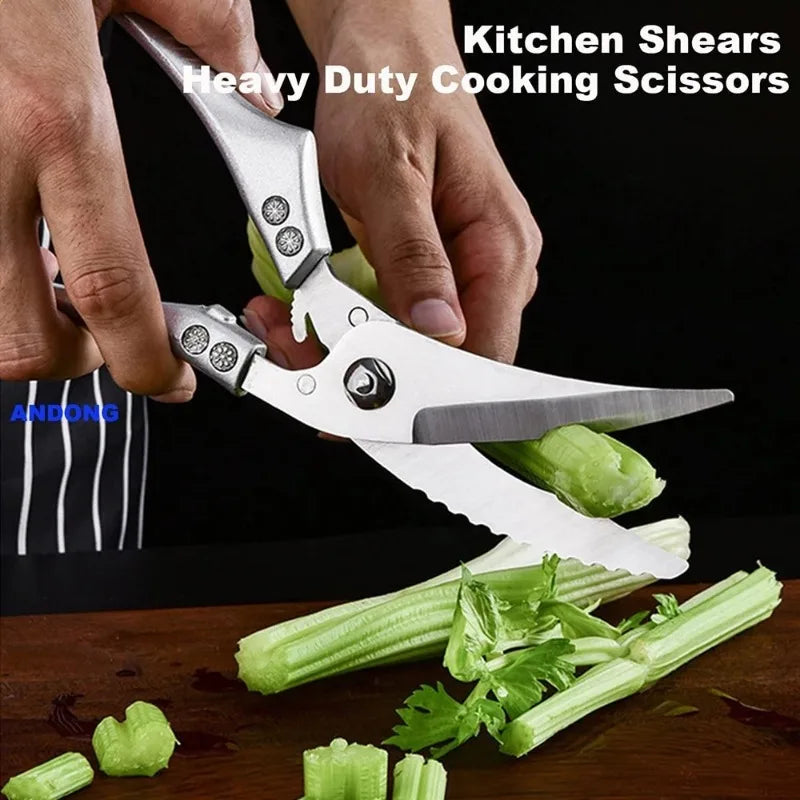 Kitchen Scissors Stainless Steel Kitchen Poultry Shears Chicken Bone Shear Fish Duck Butter Vegetable Cutter Cooking Accessories