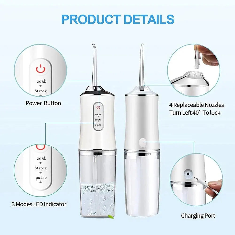 Dental Floss, Portable Cordless Oral Irrigator Cleaning 3 Modes