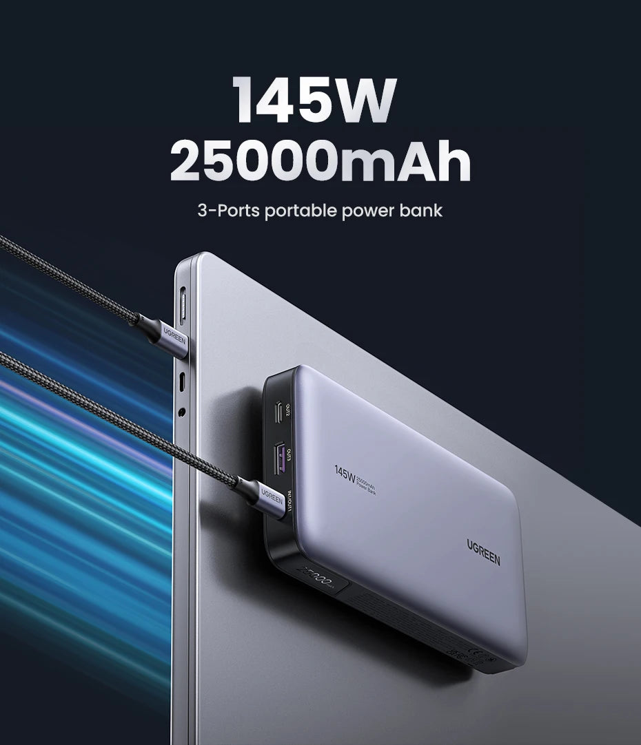 UGREEN 140W Power Bank Portable 25000mAh PD Fast Charging PowerBank for Laptop Notebook Xiaomi 13 Fast Charge External Battery