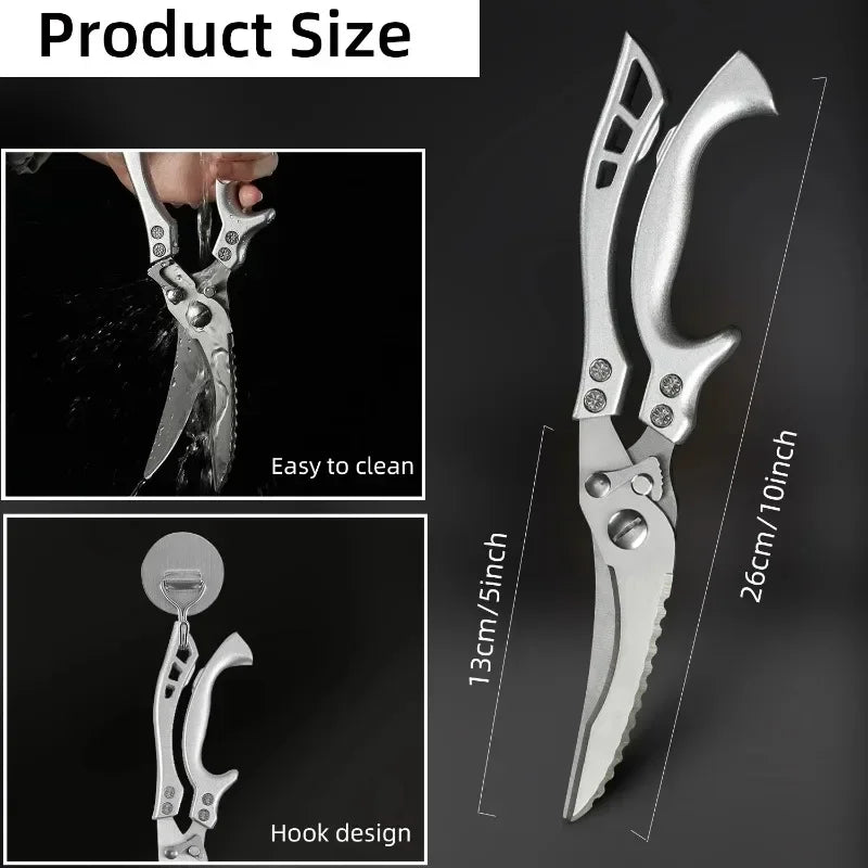 Kitchen Scissors Stainless Steel Kitchen Poultry Shears Chicken Bone Shear Fish Duck Butter Vegetable Cutter Cooking Accessories