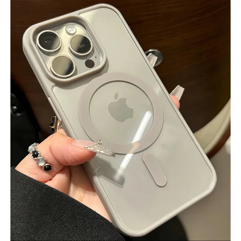 Luxury Magsafe Transparent Case for iPhone 16 15 14 13 12 11 Pro X XS XR Max Magnetic Wireless Charge Phone Cover