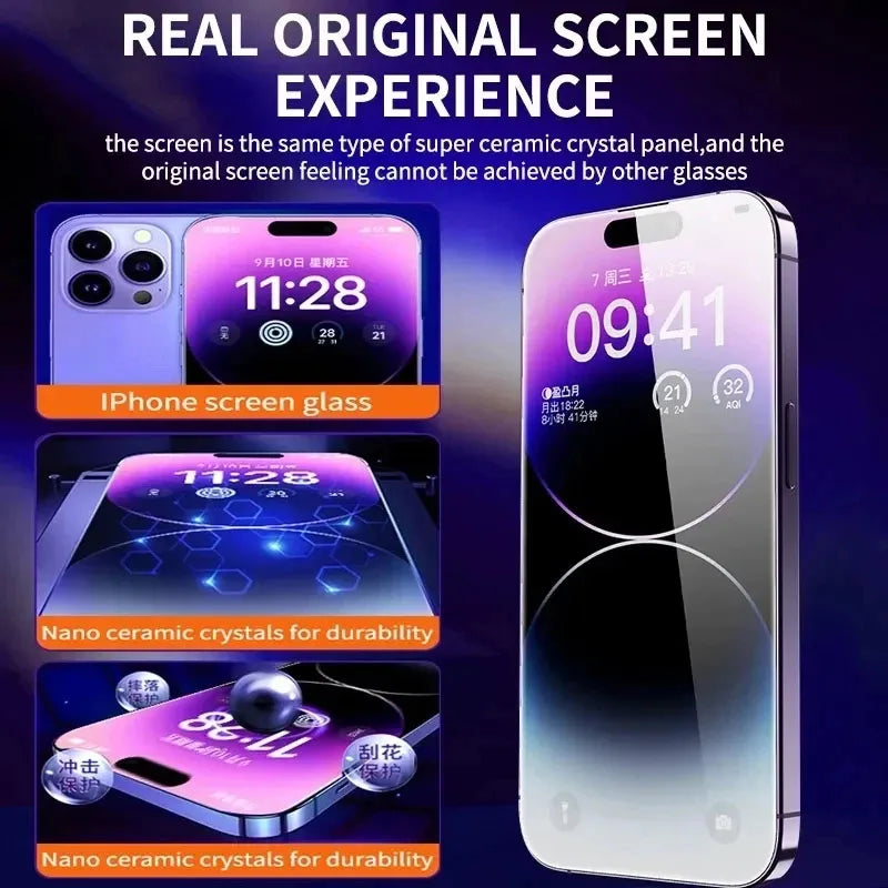 8K Oleophobic Coating Dust free Screen Protector & Anti Spy Glass with installing cover